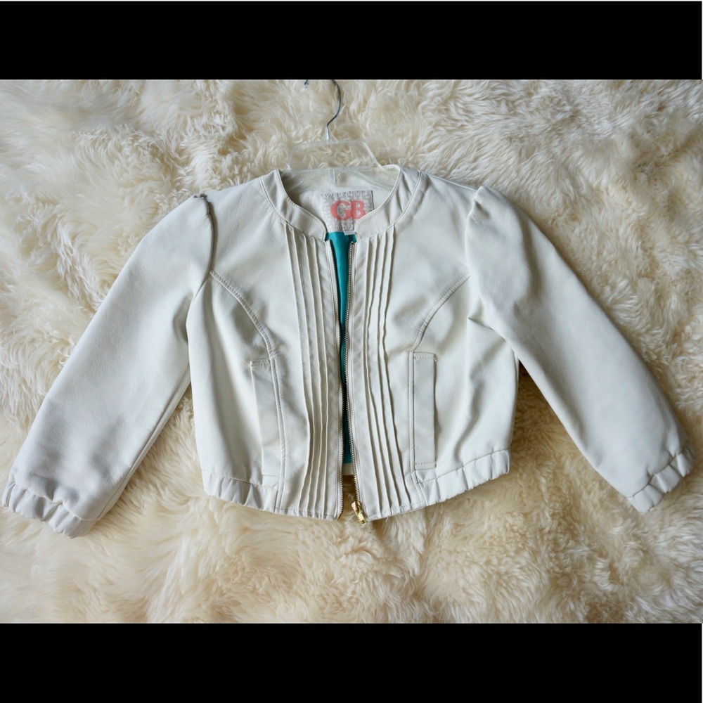 Gianni bini quarter length cream leather jacket